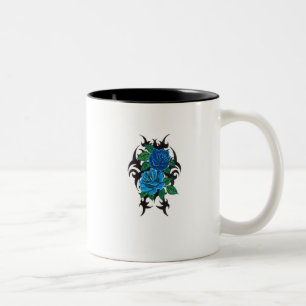 dual blue rose two-toned ceramic mug