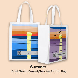 Dual Brand Sunset/Sunrise Promo Collaboration Reusable Grocery Bag