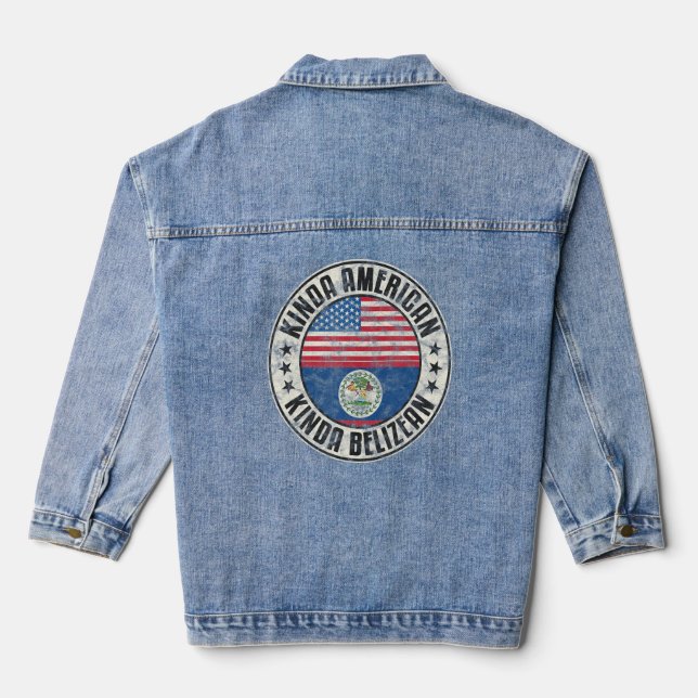 Dual Citizenship American Belizean Belise Usa Flag Denim Jacket (Back)