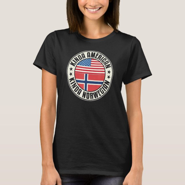 Dual Citizenship American Norwegian Norway Usa Fla T-Shirt (Front)