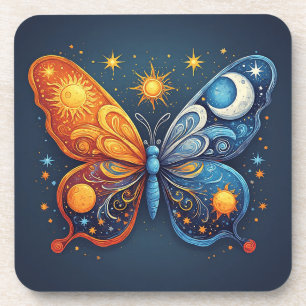 Dual-Coloured Butterfly Over Bright Sun Coaster