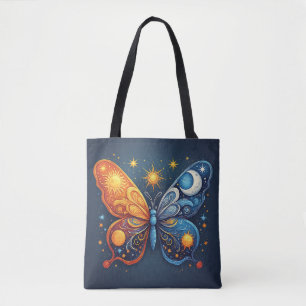 Dual-Coloured Butterfly Over Bright Sun Tote Bag