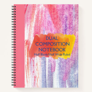 DUAL COMPOSITION PINK HALF BLANK/WIDE RULED   NOTEBOOK