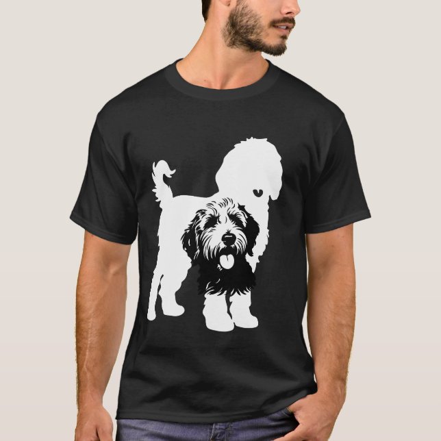  Dual Dog Silhouettes in Bold Black and White T-Shirt (Front)