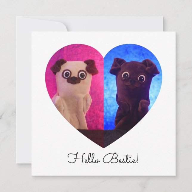 Dual Duo Split Photo Heart Besties Cute Card (Front)