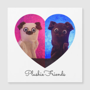 Dual Duo Split Photo Heart Besties Magnetic Card