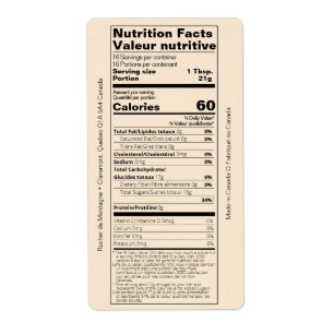 Dual English/French Honey Nutrition Facts Product