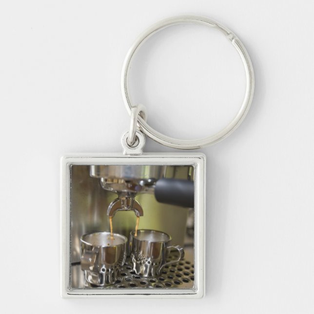 Dual espresso shots being brewed. key ring (Front)
