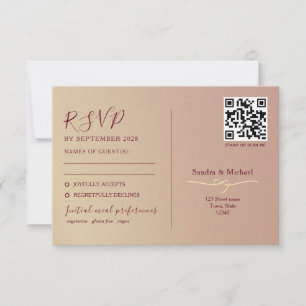  Dual-Function Romantic Wedding QR Code RSVP Card