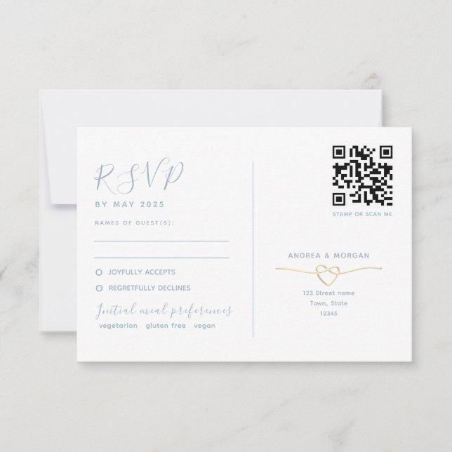  Dual-Function Wedding RSVP Card with QR Code (Front)