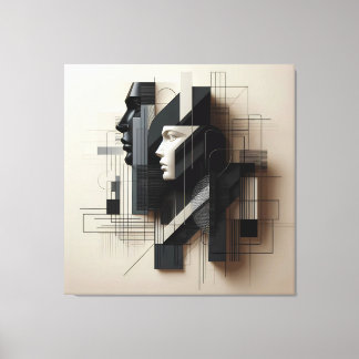 Dual Geometric Profile Canvas Print