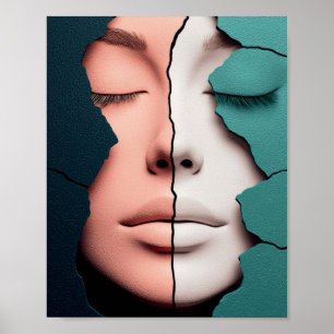 Dual Harmony Girl Portrait Poster