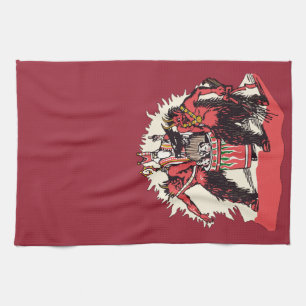 Dual Krampus and Old St. Nick Tea Towel