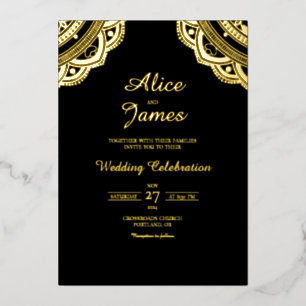 Dual Mandala Arch Elegant Black Gold Foil Wedding