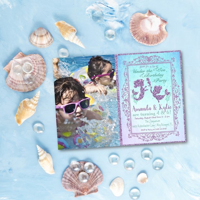DUAL Mermaid Party Under the Sea Birthday Card (Creator Uploaded)