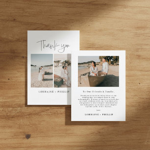Dual Moments cover modern photo wedding thank you Card