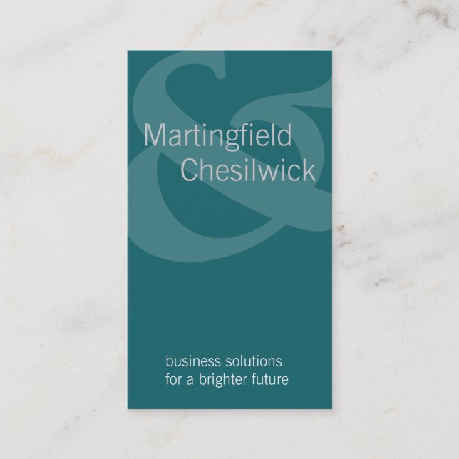 Dual Name Company Aqua Tilted Ampersand Business Card (Front)
