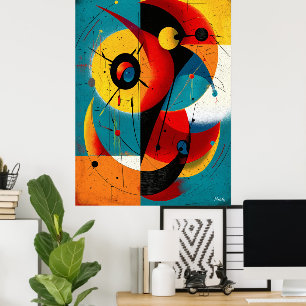 Dual Orbit – Mid-Century Geometric Symmetry Wall  Poster