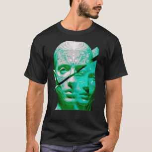 Dual Perception Textured Portrait Art-Abstract T-Shirt