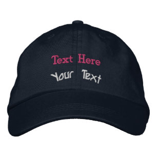 Dual Personalised Text Exclusive Adjustable Navy Embroidered Hat