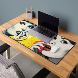 Dual pop art portrait  desk mat