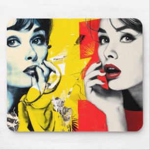 Dual pop art portrait  mouse pad