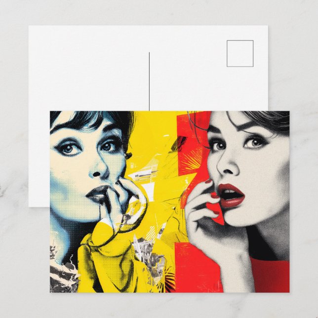 Dual pop art portrait  postcard (Front/Back)