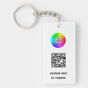 Dual QR Code Business Logo Promo Keychains