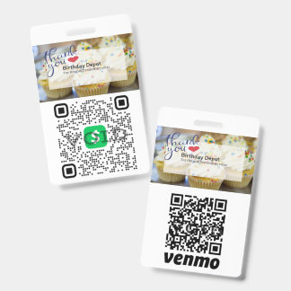 Dual QR Code Scannable Payment ID Badge