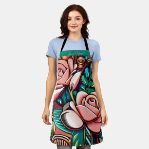 Dual Roses: A Spectacular Floral Arrangement Apron