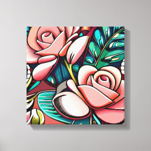 Dual Roses: A Spectacular Floral Arrangement Canvas Print