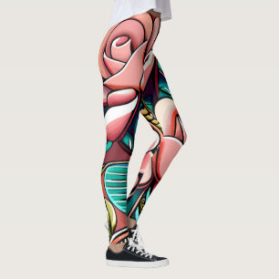 Dual Roses: A Spectacular Floral Arrangement Leggings