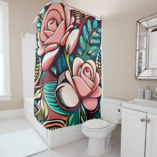 Dual Roses: A Spectacular Floral Arrangement Shower Curtain