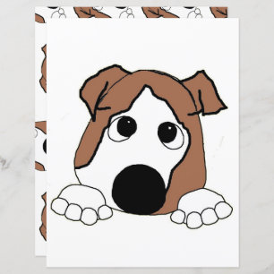 dual sided bulldog red and white peeking cartoon