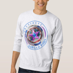 Dual Sided Harris-Walz Wing/Stamp Medallion Sweatshirt