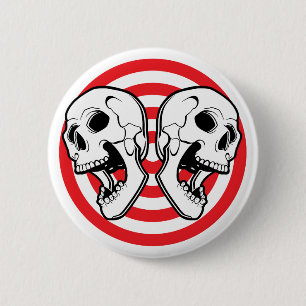 Dual Skull Target 6 Cm Round Badge