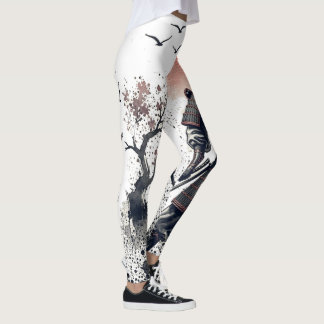 Dual Sword Samurai Warrior Ink Art Leggings