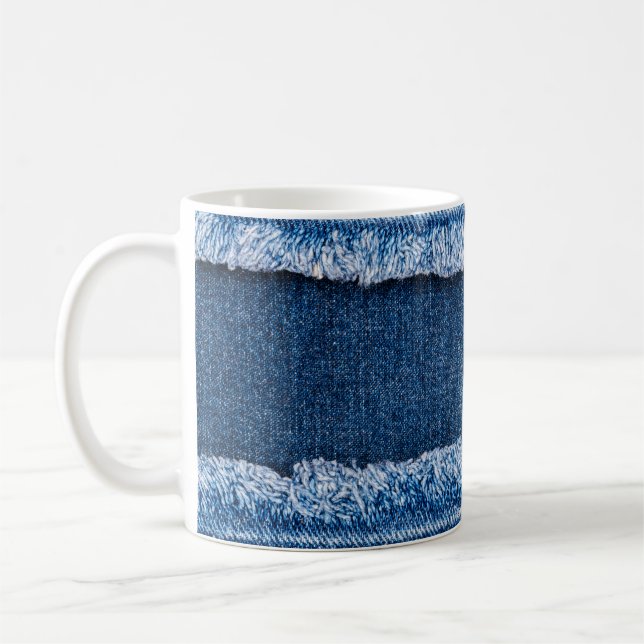 Dual-Tone Bleached Denim Fabric Frame Coffee Mug (Left)