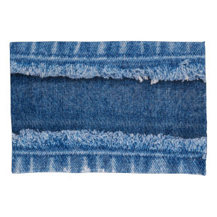 Dual-Tone Bleached Denim Fabric Frame Pillowcase