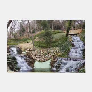 Dual Waterfalls Over Rocks Short Floor Mat