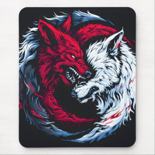 Dual Wild Lunar Wolf Mouse Pad