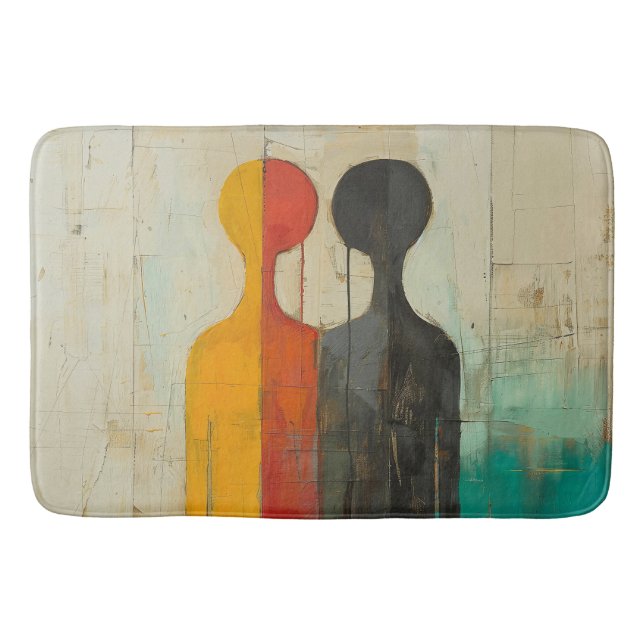 Duality – Abstract Human Figures in Contrast Bath Mat (Front)