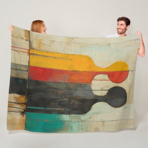 Duality – Abstract Human Figures in Contrast Fleece Blanket