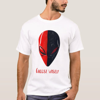 Duality Mask – Red and Black Minimalist Face T-Shirt