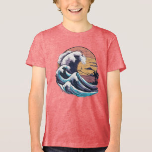 Duality of Nature – Calm Beach and Fierce Storm Tri-Blend Shirt