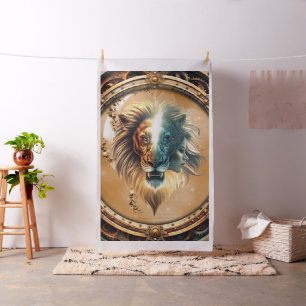 Duality of Strength, The Lion and the Woman. Fabric