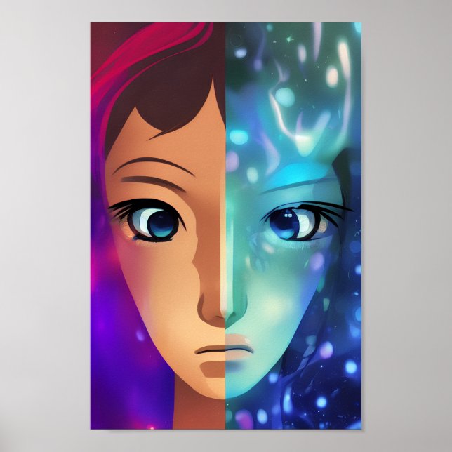 Duality Unveiled Abstract Dual Personality Concept Poster (Front)