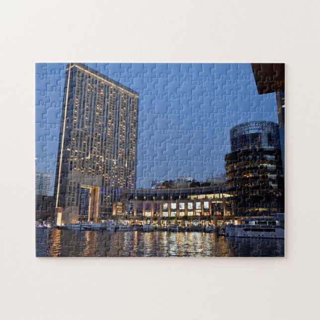 Dubai architecture at night jigsaw puzzle (Horizontal)