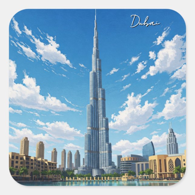 Dubai Burj Al Arab UAE Travel Square Sticker (Front)