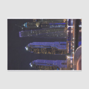 Dubai Cayan Tower at night Tissue Paper